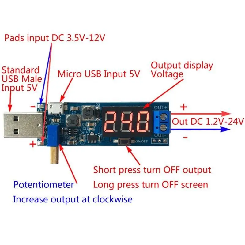 1 шт. Dc Usb повышающий/понижающий модуль питания повышающий понижающий