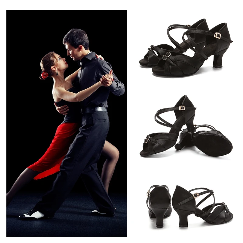 SWDZM Ballroom Women Latin Dance Shoes Modern Pole Dance Shoes Salsa Tango High Heel Adjustable Latin Shoes For Girls Ladies images - 6