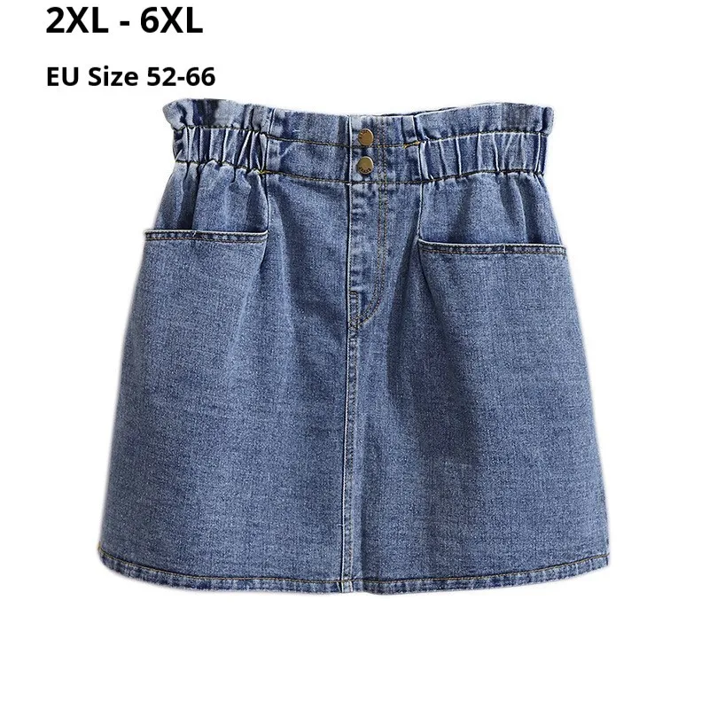 

Мини-юбка женская летняя трапециевидная из денима с высокой талией