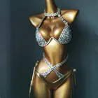 Бикини для танцев на Пилоне, стразы, сексуальная сценическая Одежда для танцев, модель, подиумный Хрустальный бюстгальтер, шорты, наряд, наряд для ночного клуба или бара