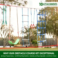 obstacle course for kids 2x50ft outdoor sport equipment for kids training trapeze swing rope ladder obstacle net plus 1 2m