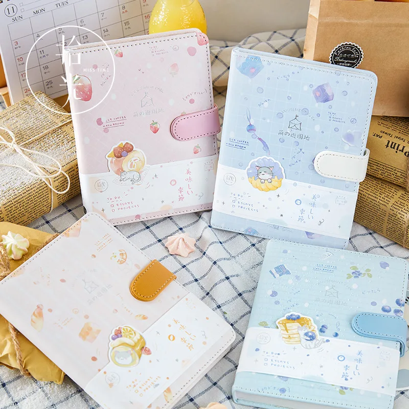 Kawaii Cat Чехол из ПУ кожи с магнитной Тетрадь ежедневнике Чехлы для девочек тетрадь
