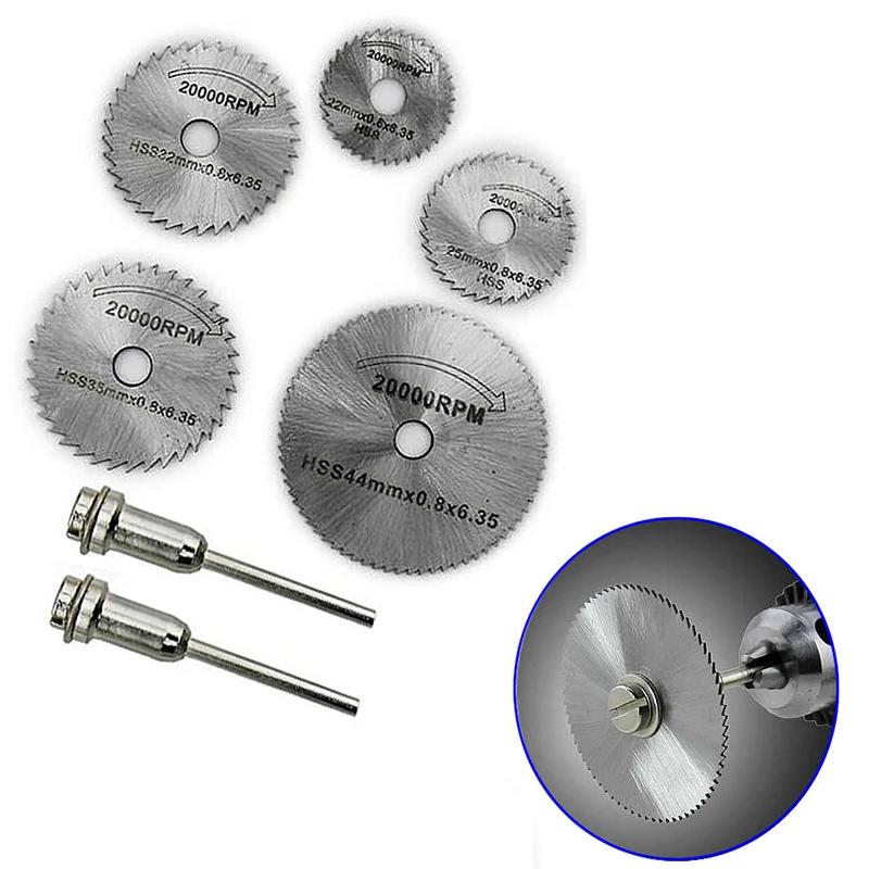 

7Pcs HSS Circular Wood Cutting Saw Blade Disc Mandrels Rotary Tool New