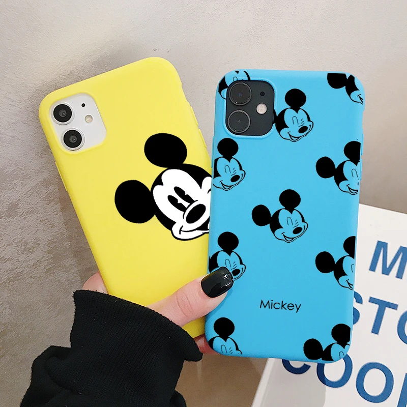 Чехол для телефона iPhone 11 Pro XR X Xs Max 8 7 6 Plus 6S 5S SE матовый Силиконовый чехол с мультяшной мышкой мягкая задняя крышка
