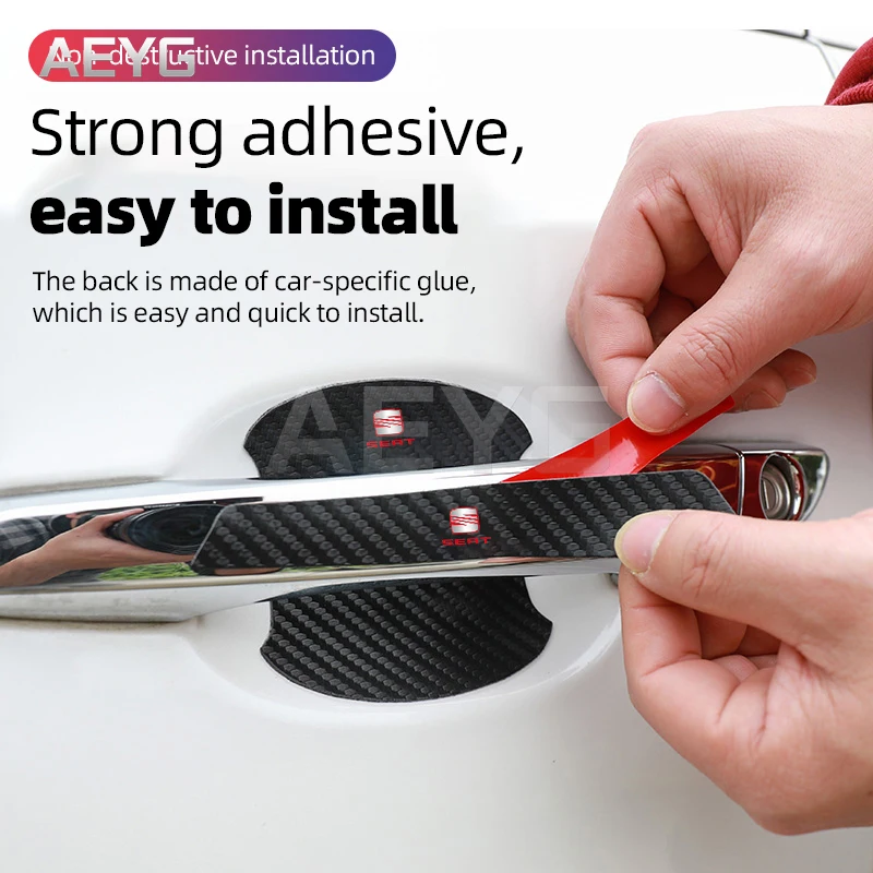 Наклейка на дверную ручку автомобиля из углеродного волокна с защитой от царапин