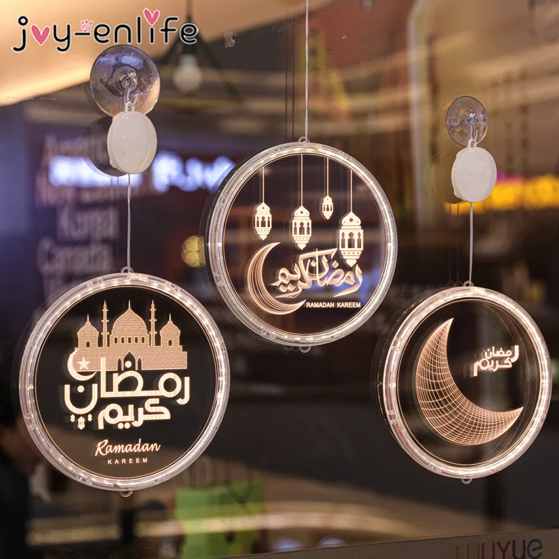 

Ramadan Decorations Lights Window Sucker Lamp Eid Mubarak Decor Lamps Eid al adha Islam Muslim Ramadan Kareem Party Supplies