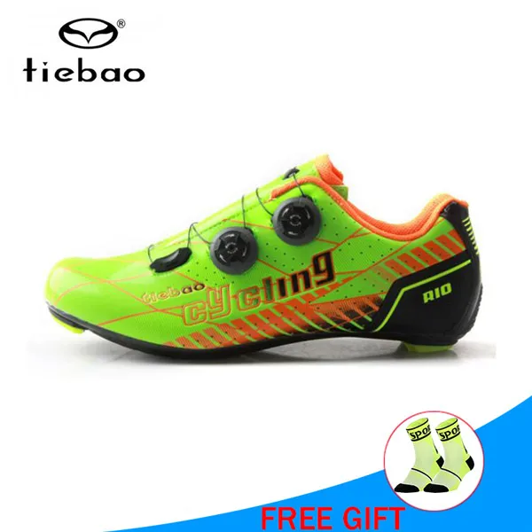 green shoes TIEBAO, углеродная велосипедная дорожная обувь, оригинальная, суперзвезда, самоблокирующаяся, спортивная обувь Zapatilla, новинка, sapatilha кроссовки Ciclismo - Цвет: green shoes