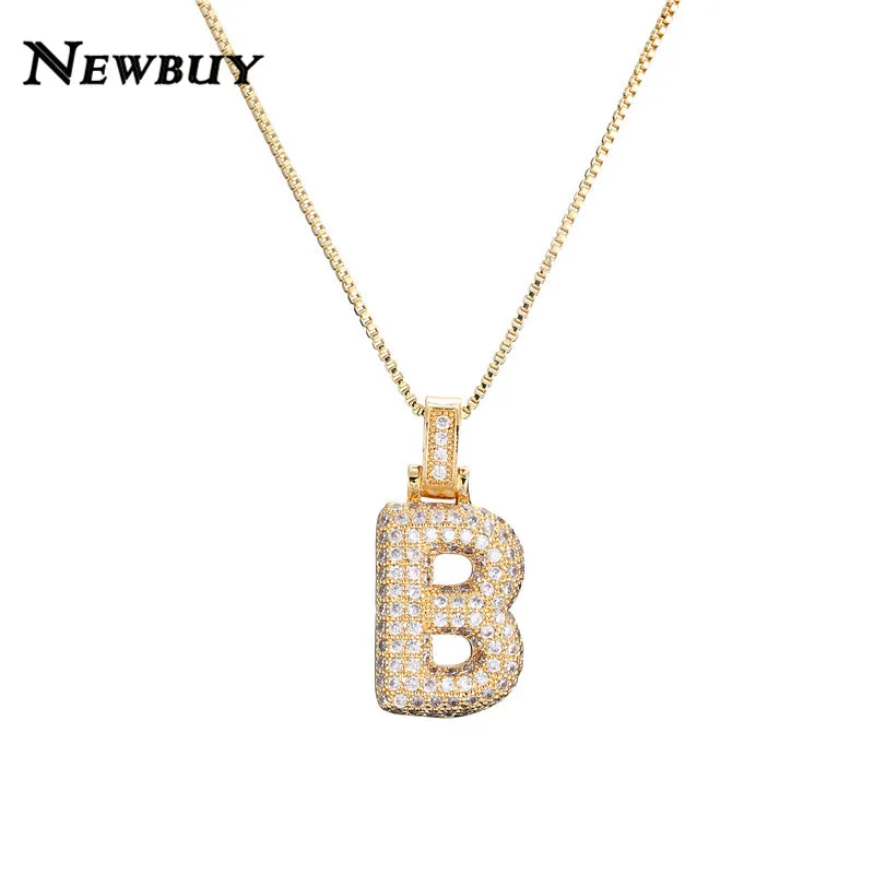 NEWBUY CZ цирконий Кристалл 26 A-Z ожерелье с кулоном и буквой для мужчин женщин панк инициалы имя ожерелье Мода хип хоп ювелирные изделия - Окраска металла: B