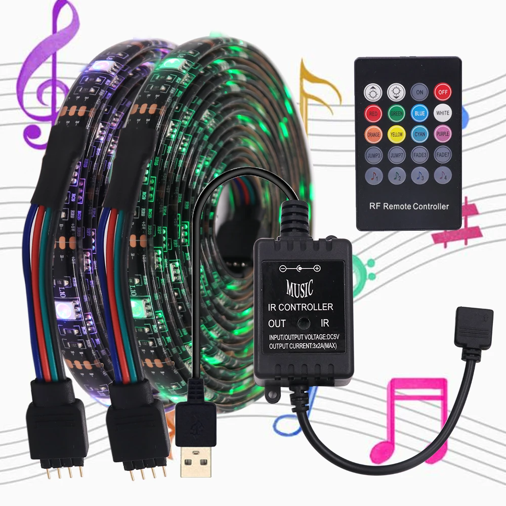 300 светодиодный SMD 5050 RGB 5 в светильник 20 клавишей дистанционного управления DIY