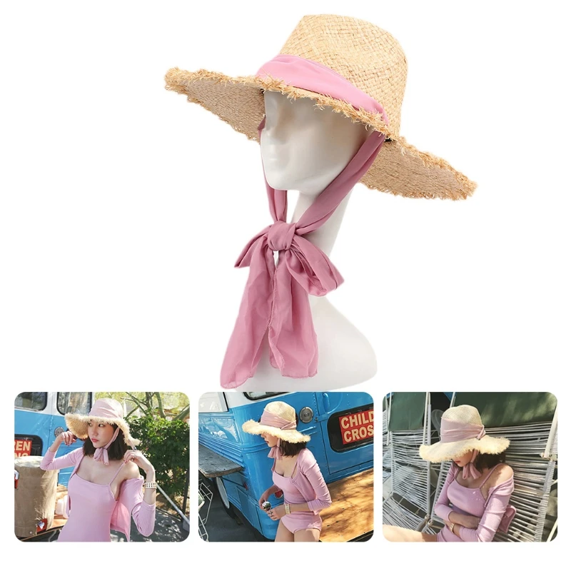 

Stylish Straw Sun Hats Portable Sun Cap Non-glare Diminish UV for Outdoors