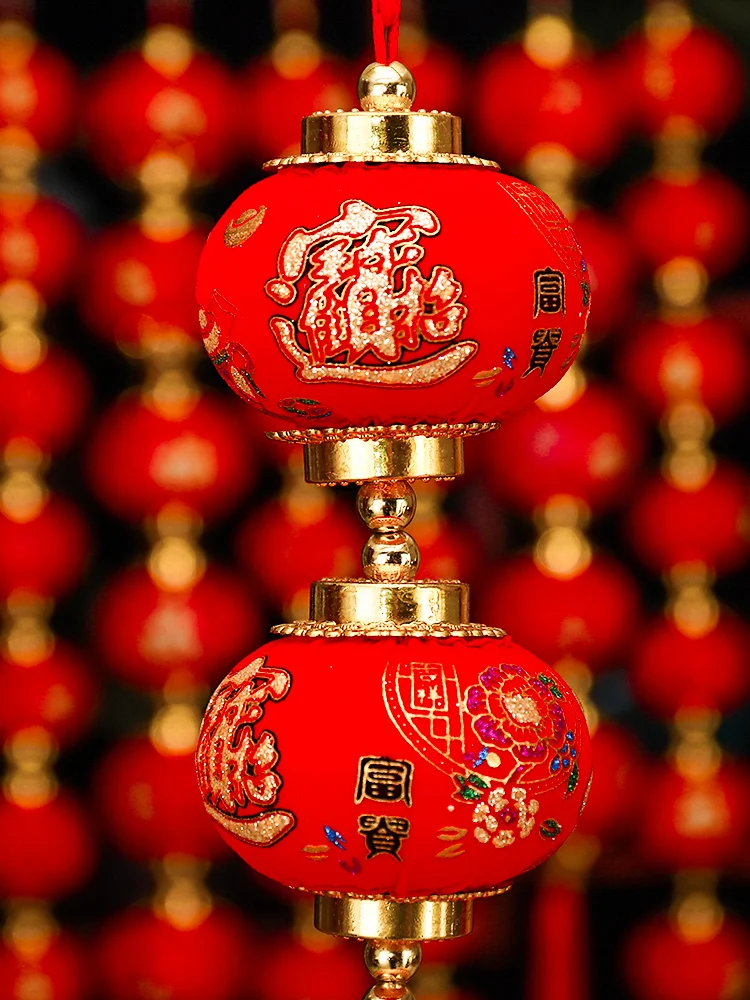 Маленькие красные фонари Гирлянда Фонарей подвесные украшения крытый балкон