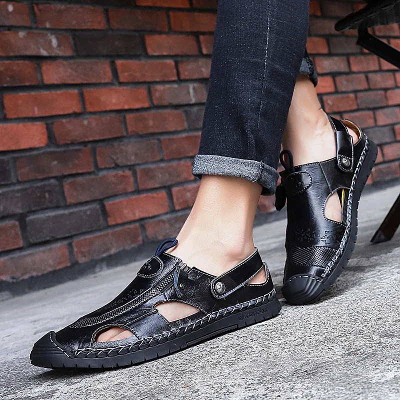 

Sandalen Herren Shoes Men Sandals Sandalia Masculina Couro Work Summer Sandals-men Sandalias Romanas Zandalias Hombre Rubber For