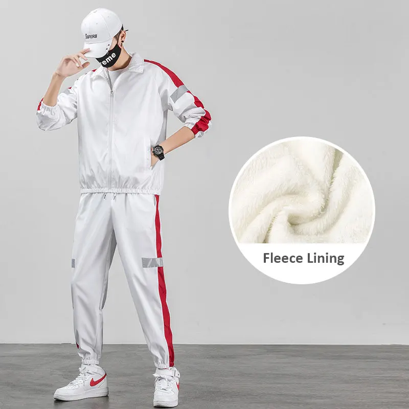 Спортивный костюм Мужской флисовый плотный Однотонный черный спортивный со