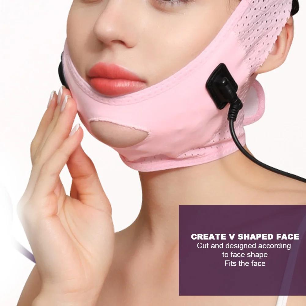 

New Hot Compress Face Slimming Bandage Tightening Lifting Belt Electric Vibration V Face Reduce Double Chin Posture Corrector