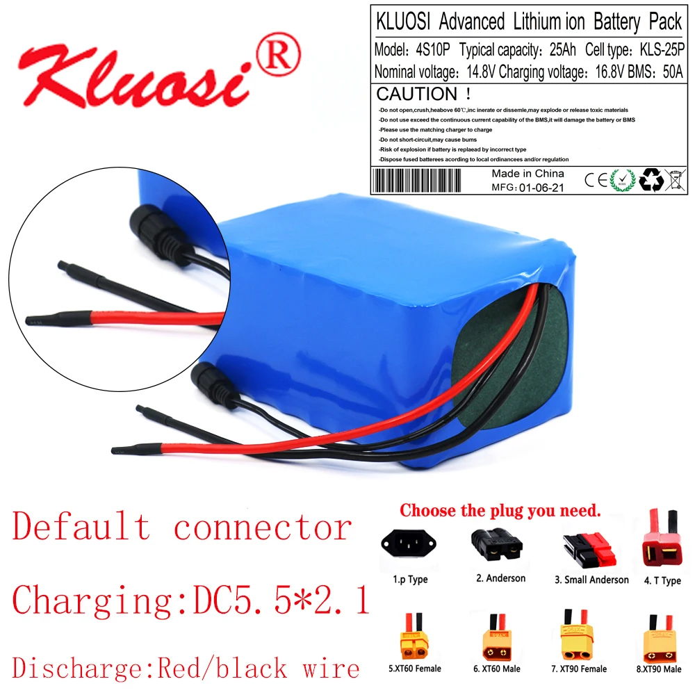 

Литиевый аккумулятор клуosi 4S10P, 14,8 в, 25 Ач, 14,4 В, 600 Вт, 16,8 в, с системой управления аккумулятором 50 А для инвертора, интеллектуального робота, мо...