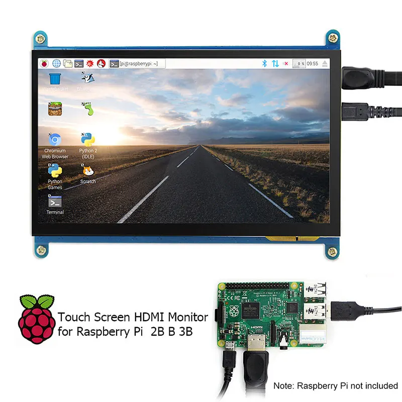 Дисплейный модуль (дисплей + сенсор) Raspberry Pi 7 &quot IPS инструменты в подарок |