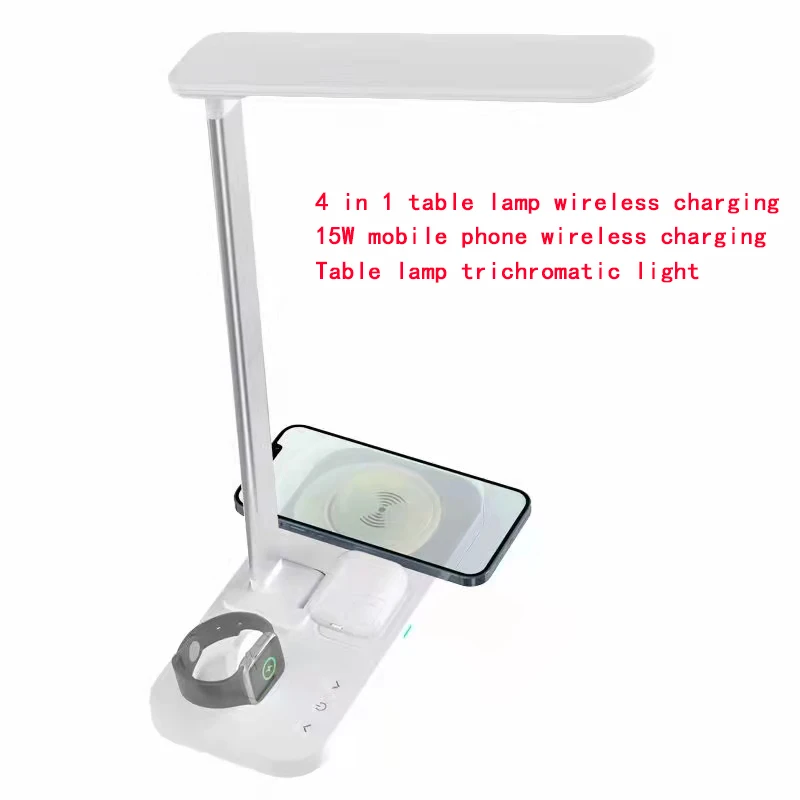 

4 In 1 table lamp wireless charging, 15W mobile phone wireless charging table lamp tricolor non-pole light