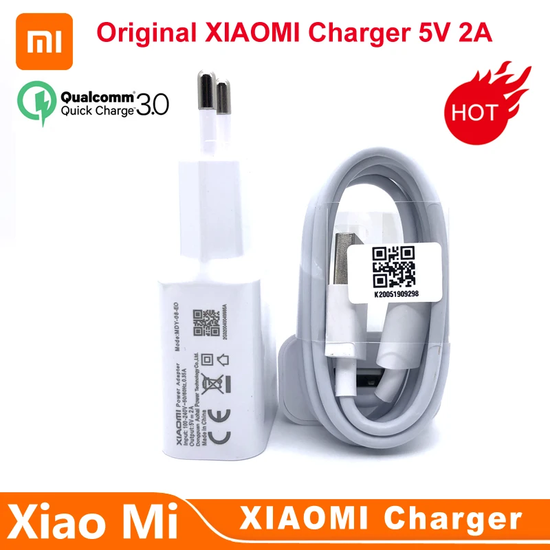 Оригинальное быстрое зарядное устройство XIAOMI 5 В 2 А Белый адаптер питания кабель