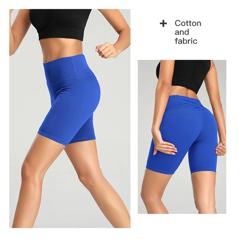 Женские шорты для йоги фитнеса с высокой талией бесшовные эффектом пуш-ап бега