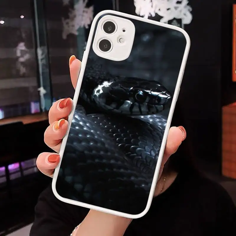 

snake Animal horror black Phone Cases Matte Transparent for iPhone 7 8 11 12 s mini pro X XS XR MAX Plus cover funda