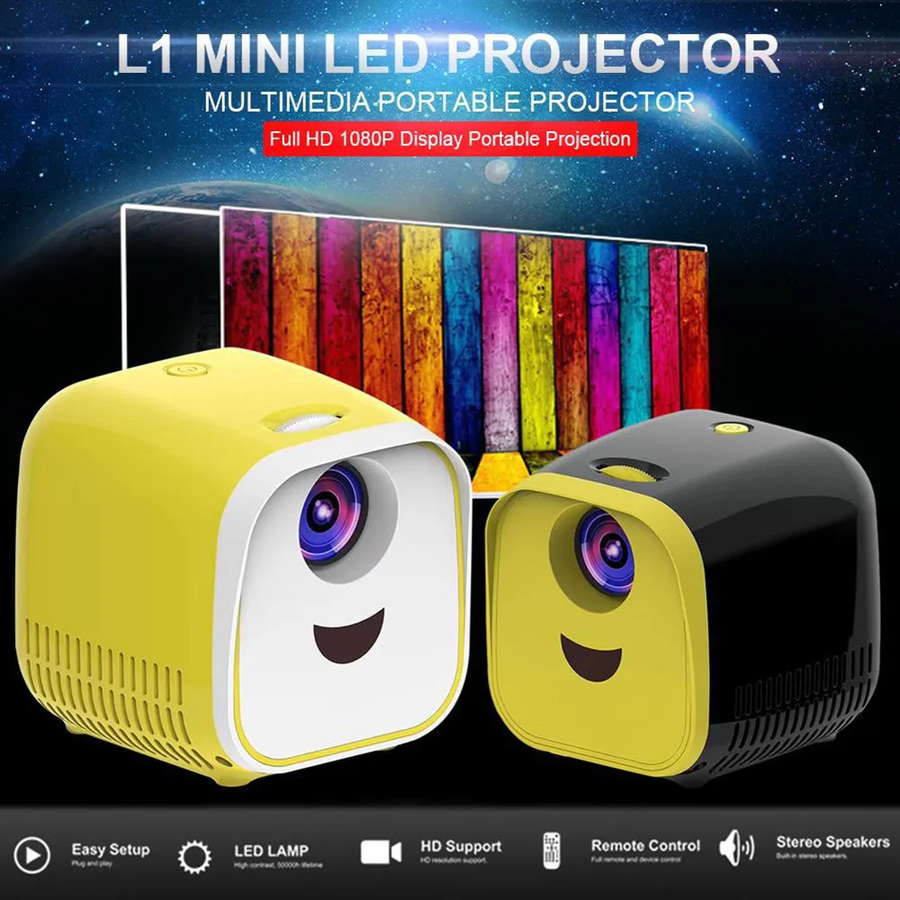 Портативный мини-проектор L1 1080P, светодиодный Видеопроектор для домашнего кинотеатра, зеркальный экран, домашний проектор, детский проекто...