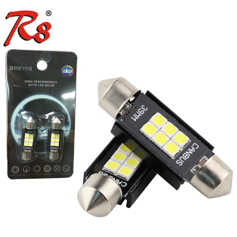 R8 C10W LED 31 мм 36 39 41 CANBUS без ошибок фестон 12 В 3030 6SMD автомобильные аксессуары