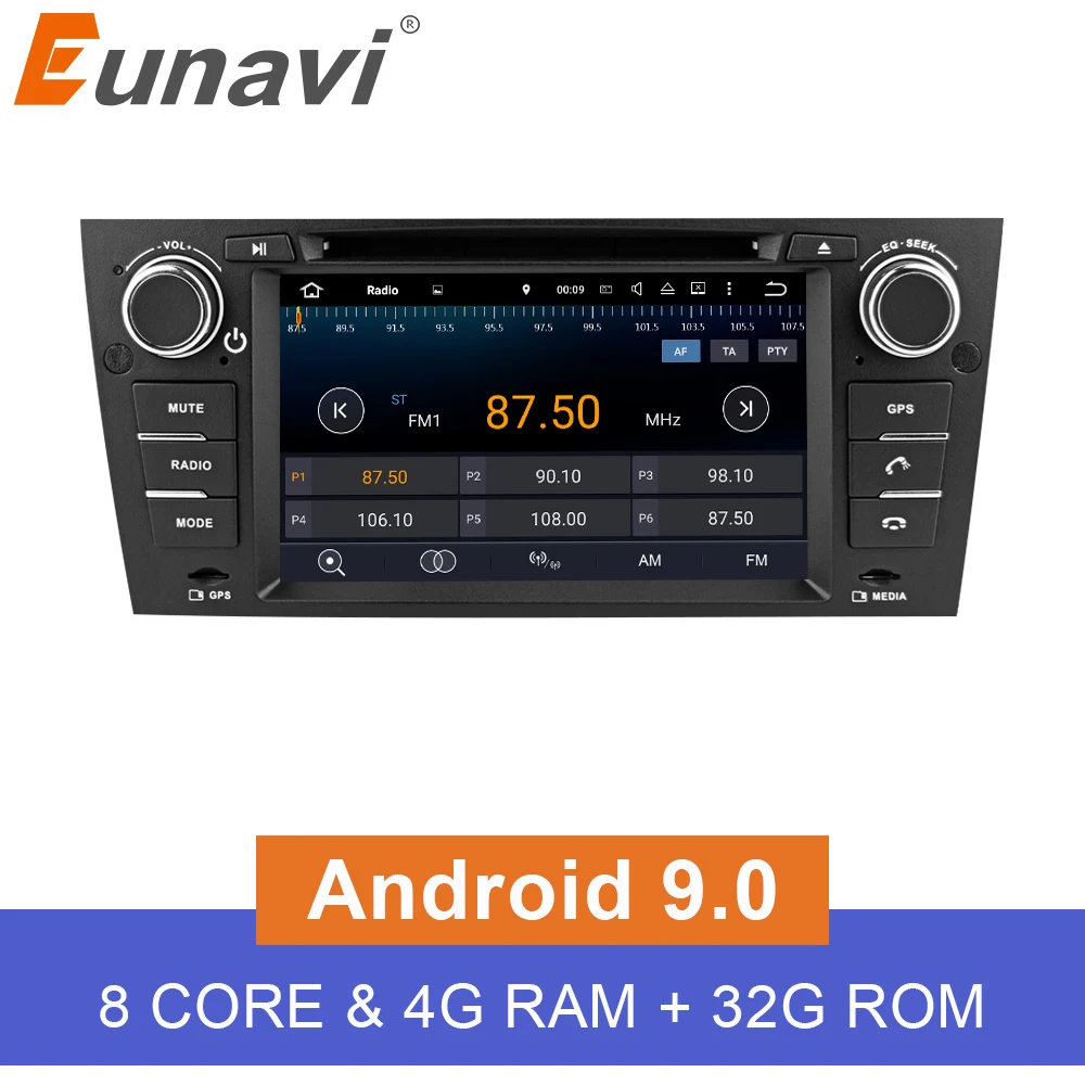 Eunavi Octa 8 ядерный 1 Din Android 9 0 автомобильный DVD для 3 серии BMW E90 E91 E92 E93 318 320 325 ручного