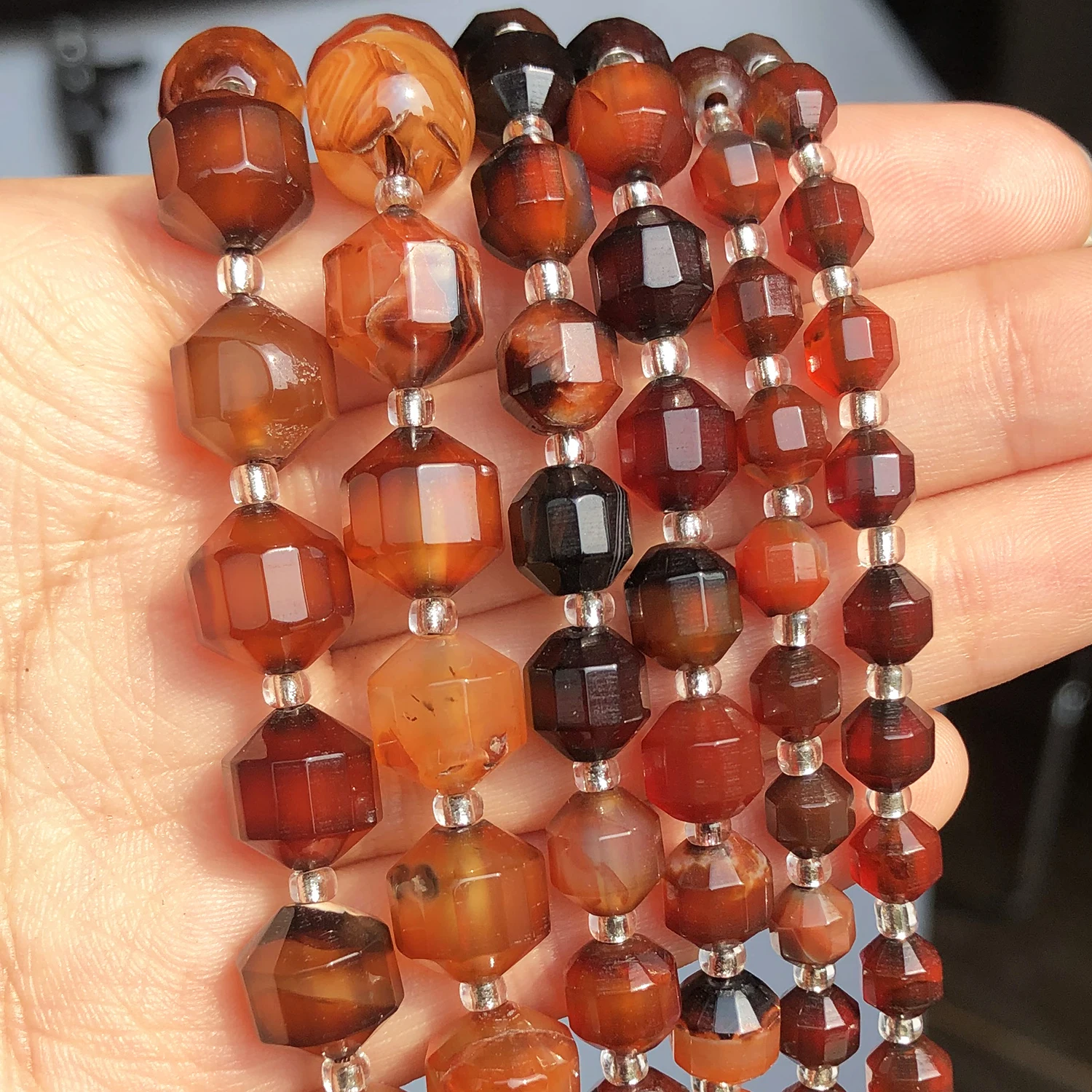 

Бусины из натурального камня, граненые бусины из коричневого агата кофейного цвета для изготовления ювелирных изделий «сделай сам», аксесс...