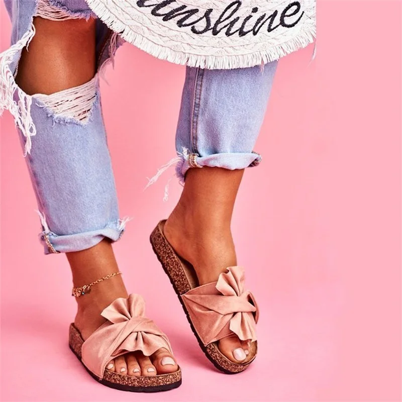 Женские сандалии с бантиком Модель 2020 года Сезон лето Милые Повседневные Удобные