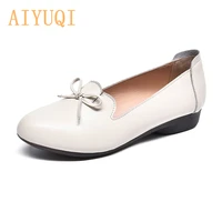 aiyuqi women wedge shoes 2021 spring new mother shoes soft sole casual genuine leather large size 35 43 loafers women