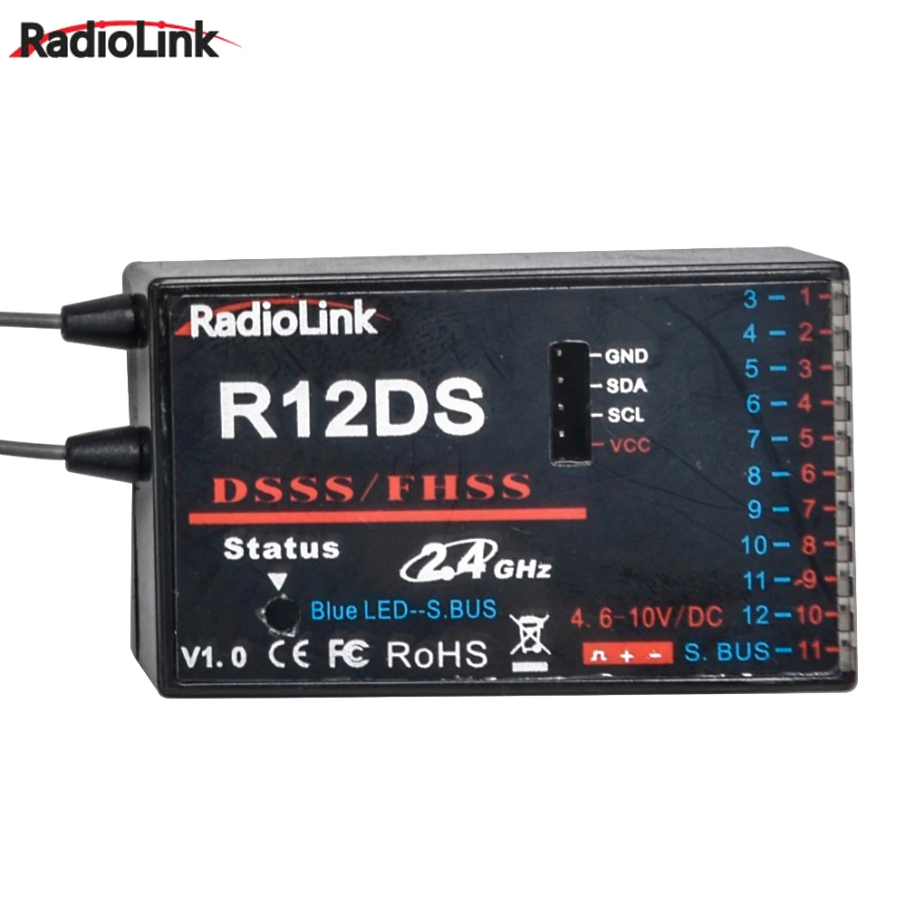 12 канальный приемник RadioLink R12DS 12CH 2 4 ГГц для передатчика летательной техники