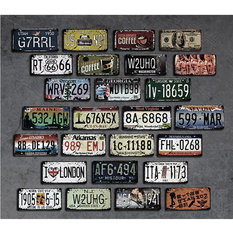 Американские винтажные металлические жестяные знаки американский номерной знак