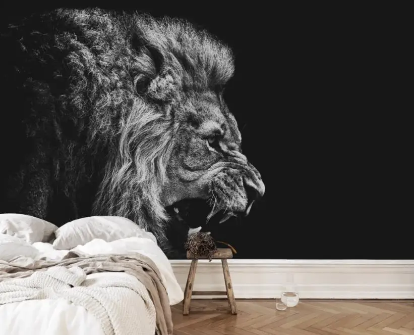 3D обои для обустройства дома с черным и белым львом спальни Настенная настенная
