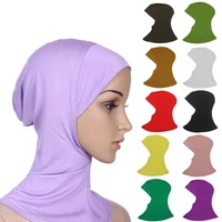 50 hot sale turban hat solid color adjustable ladies windproof smooth under scarf for daily wear