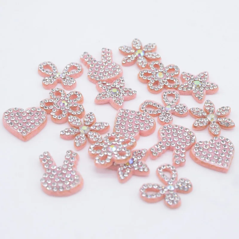 60 шт. стразы с подкладкой в виде звезд сердца бабочки цветов кролика аппликация