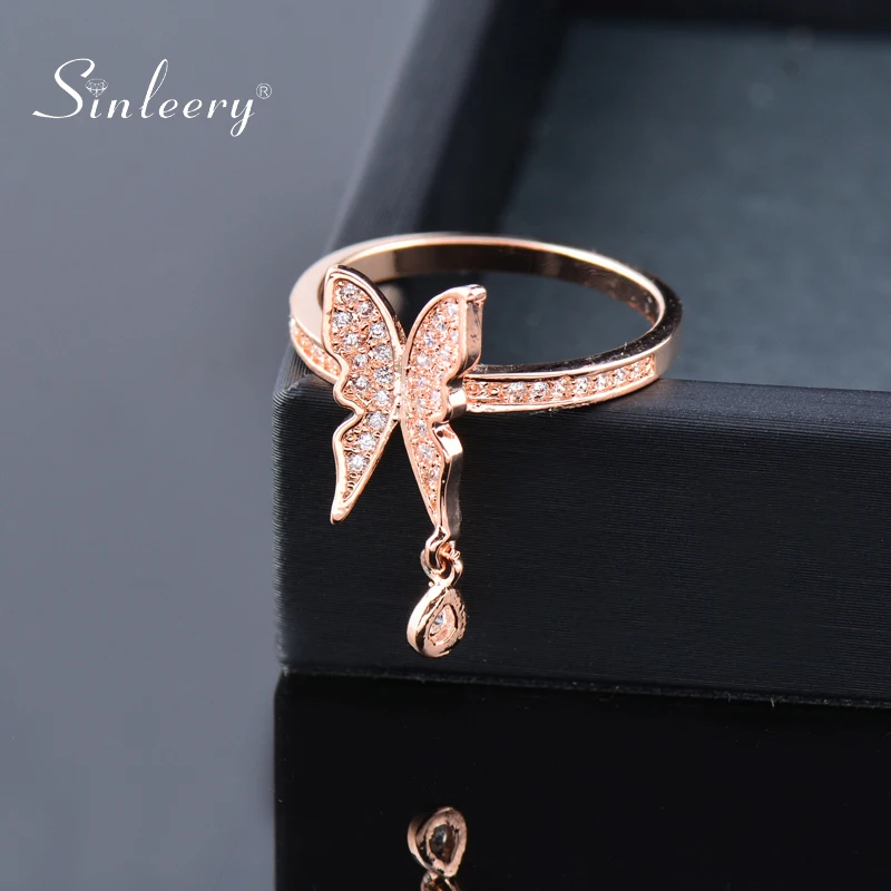 SINLEERY очаровательные кольца на палец в виде животного бабочки цвета розового