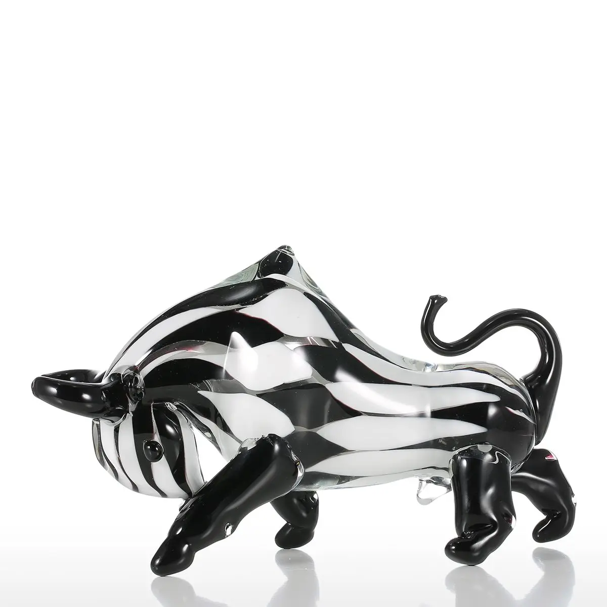 

Черно-белая стеклянная скульптура крупного рогатого скота украшение для дома животное орнамент подарок поделки для Дома Офиса