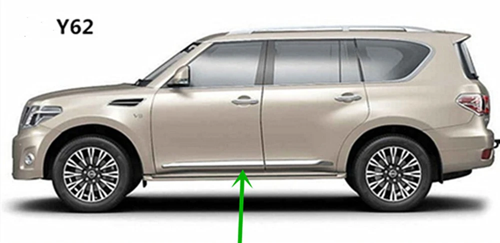 

4 PCS Car Chrome Body Door Side Molding Cover Trim For Nissan Patrol 2010-2017 Y62