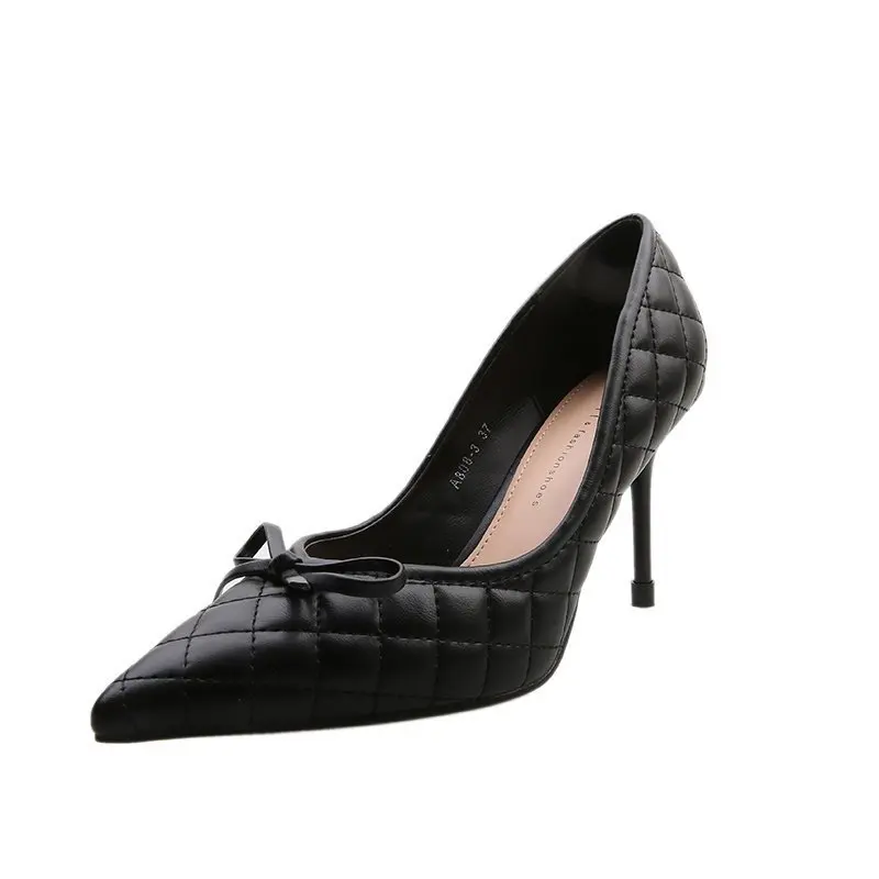 

high heeled shoes women's 2021 spring new pointed slim heel shoes black work shoes professional women's shoes
