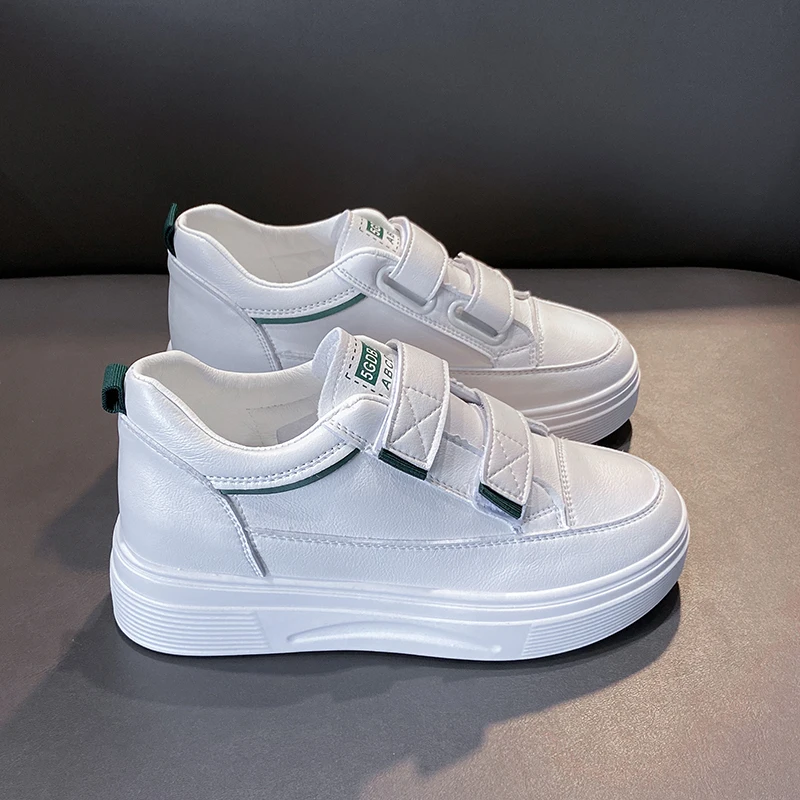 

HQFZO Women Sneakers Brand Thick Bottom Platform Vulcanize Shoes Spring Women Mujer 2021 Hook Loop Walking Shoes