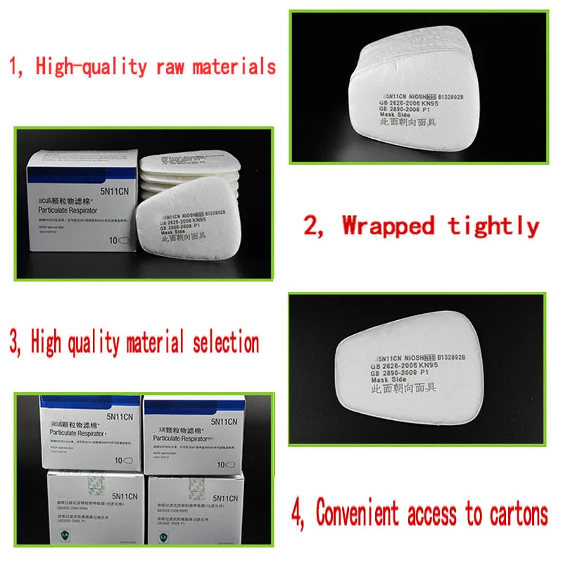 

10PCS Anti-Dust 5N11 Filter Cotton For 6200 Gas Masks Painting Special Protective Mask High-quality Raw Materials Accessories