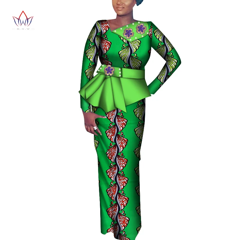 New Ankara Outfits Summer Wax Fabric Skirt Sets African Wax Print 2 Pieces Skirt Suit Traditional African Womens Clothing WY6990