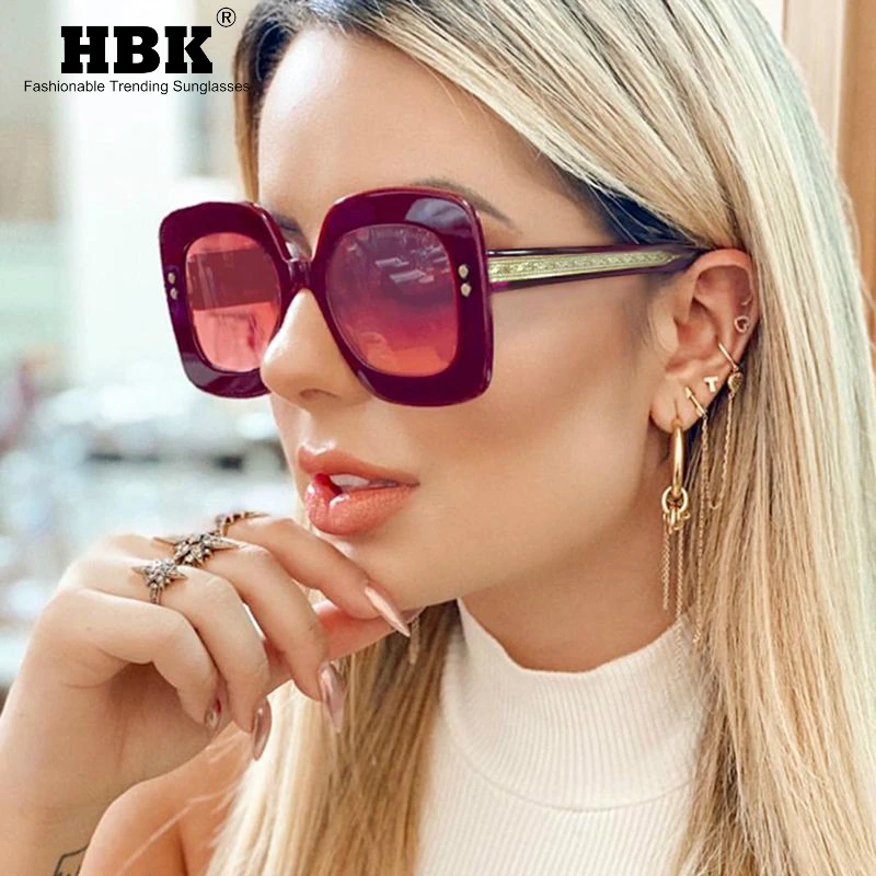 Женские винтажные солнцезащитные очки с квадратной оправой большие золотой