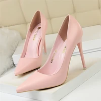heels shoes woman womens high heel pink pumps autumn point office heeled matte sweet blue size 42 43 female shoe