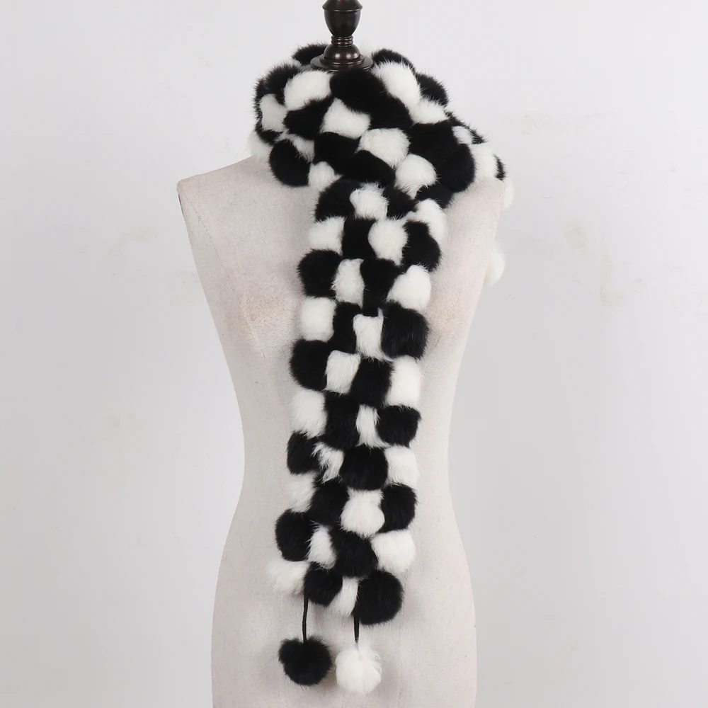 Лидер продаж 2021 г. Женский вязаный шарф из натурального кроличьего меха модные