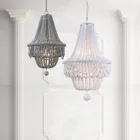 Американская деревенская ретро люстра для гостиной, спальня, скандинавский детский дуплексный строительный столовый, деревянная люстра из бусин