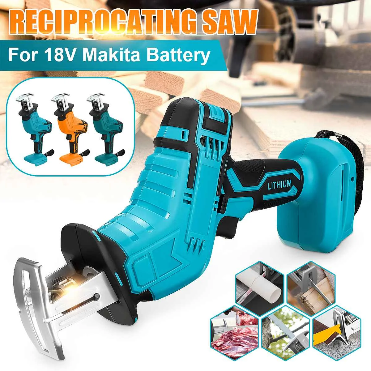 

Hot Sale 18V Cordless Reciprocating Saw Portable Replacement Electric Saw Metal Wood Cutting Machine Tool for Makita 18V Battery