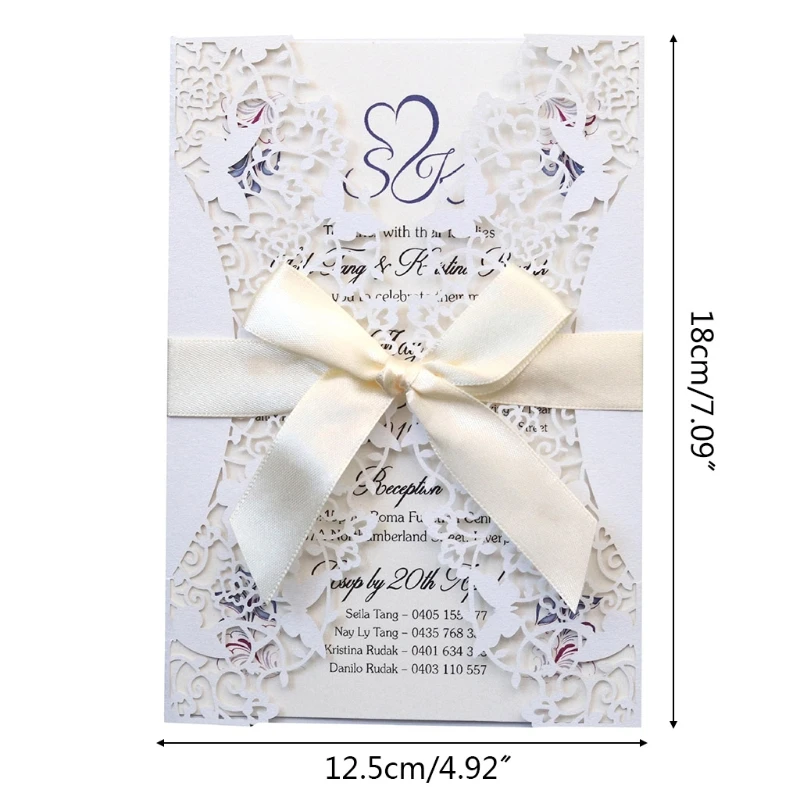 

20pcs Wedding Invitations Cards Hollow Invite Envelopes with Ribbon Bridal Shower Engagement Wedding Party Supplies