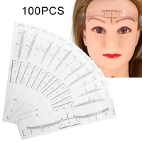 100pcs disposable eyebrow stencil tattoo makeup microblading measure tattoo ruler beauty tool eye brow stencil eyebrow line rule