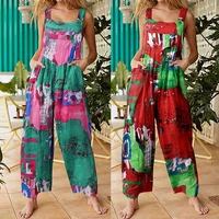 80 hot salesslacks vintage breathable women floral print jumpsuits for summer